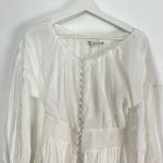 Alice + Olivia  Kiara Smocked Long Sleeve Button Front Dress in Off-white US 2 Photo 5