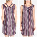 Armani Exchange  Size 2 Red Multicolor Retro Sleeveless Shift Dress Photo 1