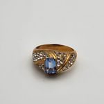 Vintage DAC Gold Tone, Blue Crystal, & Clear CZ Ring (7.5) Blue Photo 4