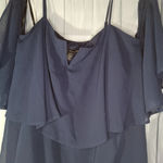 City Triangles blue sheer cold shoulder Dress Photo 5