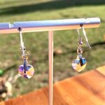 Swarovski Crystal AB Heart Dangle Fish Hook Earrings Silver Photo 5