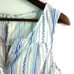Eden & Olivia  M Sleeveless Baja Striped Button Back Top in Blue White Photo 0