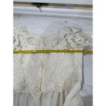 Vintage Priscilla of Boston Wedding Dress Gown Lace Sleeves Bridal needs dye Tan Photo 13