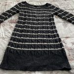 ICB Alpaca Wool Blend Gray Striped Cable Knit Knee Length Sweater Dress, size S Photo 0