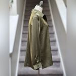 MINKPINK NEW Anissa Button Up Long Sleeve Satin Blouse Women’s S Olive Green Photo 5