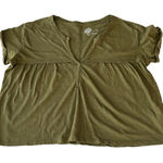 Pilcro Olive Green V-Neck Relaxed Fit Top Photo 0