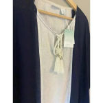 Sigrid Olsen ‎ Oversized Blue & White Maxi Dress Linen Blend Short Sleeve Size L Photo 6