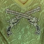 Cowgirl Hardware womens tshirt sz S western country rock grunge bedazzeled moto Green Photo 3