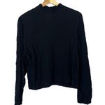 ZARA  Black Crinkle Textured High Neck Long Sleeve Blouse S Photo 0