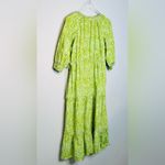 Marie Oliver Bohemian Green White Swirl Print Cotton Midi Dress Photo 6