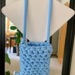 Handmade Woven Blue Bucket Purse/Bag Photo 3
