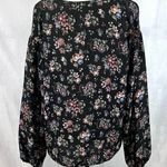 Blue Rain long sleeve vneck black floral top size medium Photo 3