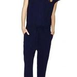 Aritzia Babaton Donnie Navy Blue Short Sleeve Drawstring V Neck Jumpsuit Size M Photo 0