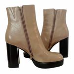 Jeffrey Campbell NEW  Retro 70s Platform Boot Taupe Beige & Black Leather Size 8 Photo 11