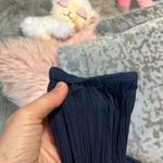 Signature 8 Feminine Navy Blue Gauzy Criss Cross Open Back Top Photo 11