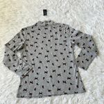 Karen Scott  Cat-Print Cotton-Blend Mockneck Top long sleeve Gray size Pet Medium Photo 9