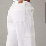 American Eagle Baggy Wide Leg Cargo Jeans Womens Size 16 White High Rise Stretch Photo 1