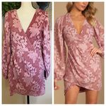 Lulus Meant to Shine Mauve Floral Jacquard Mini Dress Photo 1