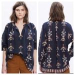 Madewell  Marta Folkstitch Popover Peasant Boho 3/4 Sleeve Blouse Top size small Photo 1