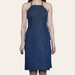 American Eagle high neck wrap front denim mini dress Photo 4