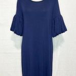 Lilly Pulitzer  LINDELL Sz Small Navy Viscose Stretch Shirt Dress Bubble Sleeves Photo 0
