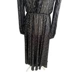 Maje Black Sheet Metallic Long Sleeve Black Maxi Dress Size 40 / US Large Photo 6