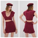 For Love & Lemons  Layton Burgundy Knit Sweater SET Vest & Skirt Set Small NWT Photo 1