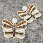 Elegant Butterfly Beaded Earrings White Photo 0