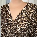 Rafaella  Leopard Print Twist Front V Neck‎ Stretch Blouse Top Photo 1