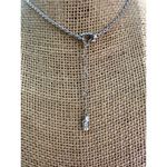 JLO Jennifer Lopez Bar Pendant Necklace Silver Tone Rope Chain Rhinestones Adj Photo 0