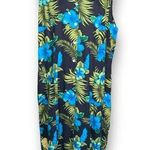 Vintage 90s Plus Size Shirt Dress Tropical Floral Criss Cross Open Back Maxi Black Photo 0