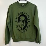 Britney Spears Shaved Head Loneliness Green Crewneck Sweatshirt Size Small Photo 0