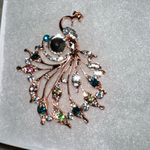 Elegant Multicolor Peacock Brooch Gold Photo 3