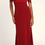 Lulus Off The Shoulder Burgundy Maxi Dress Photo 0