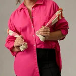 Maeve  by Anthropologie Bennet Button Down Shirt Bright Pink Oversized M Photo 0