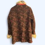 My Vintage Baby Faux Fur Trim Collar Cuffs Silk Brown Floral Jacket Coat Boho Photo 1