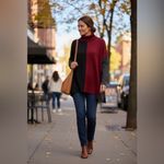 Alfani  Colorblock Turtleneck Sweater - Burgundy, Black, Charcoal Photo 1