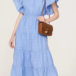 Slate + Willow Blue Eyelet Midi Dress Photo 0