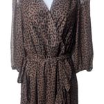 NEW KOKO + MASON Leopard Print Ruffle Midi Dress Holiday Event Wedding Guest M Brown Size M Photo 3