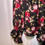 CHAPS  Black Floral Wrap Top Women's XL Festival‎ Boho Romantic Girly Concert Photo 1