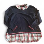 Tommy Hilfiger  Navy Plaid Layered-look Sweater Size XL Photo 0