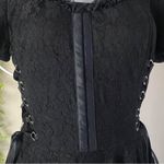 Gothic spin doctor black lacy lace up corset dress Size M Photo 3