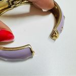 Signed Sequin Lilac & Pastel Enamel Hinge Bangle | Gold Tone | Gently Used Photo 3