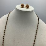Trifari Vintage  Black Gold Tone Twist Opera Necklace 30” /Unsure Brand Earrings Photo 2