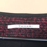 T Tahari  Women’s Tweed Knit Fringe Red Black Hook-Closures Suit Jacket Photo 6