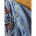 Sara Studio Y2K Jean Jacket Women XL Blue Studded Art Boho Embroidered Hippie Photo 7