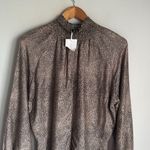 Anthropologie NEW Caballero Anthro High Neck Long Sleeve Micro Dot Silk Dress Medium Photo 5