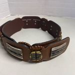 Chico's CHICO’S Southwest Brown Leather Belt Size Small/Med Chunky 39” Length 2.5” Wide Photo 2