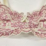 Cream Pink Embroidered Lace Floral Demi Bra 32A Delicate Girly Romantic Coquette Size undefined Photo 2