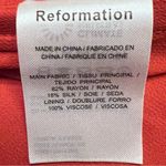 Reformation  Addie Ruched Smocked Strapless Velvet Top in Blood‎ Orange Size 4 Photo 10